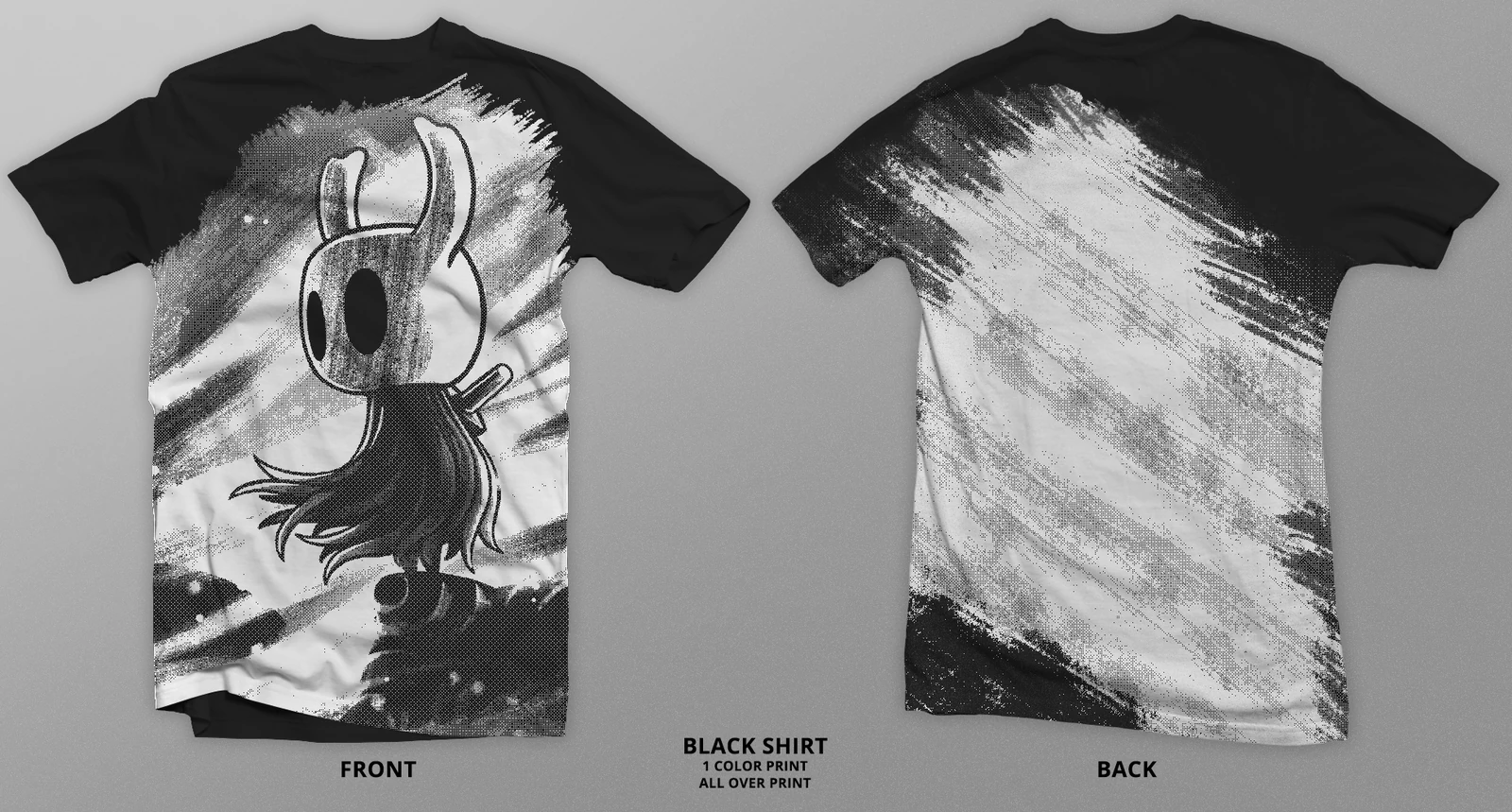 Hollow Knight black T-shirt with oversized white character artwork